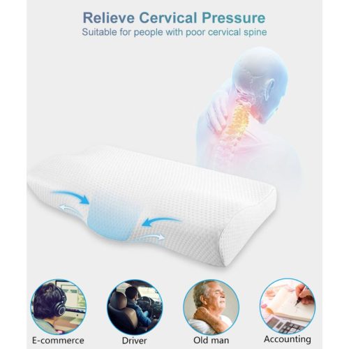 Pohodlný vankúš z pamäťovej peny Blux s prateľným poťahom – 50×30×10/7 cm – biely