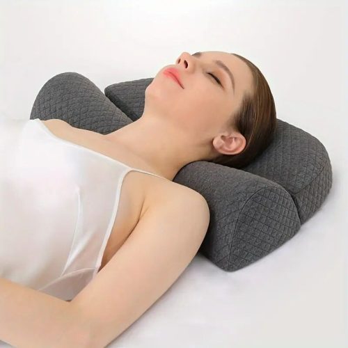 Ortopedický vankúš na krk Blux z pamäťovej peny – sivý, sprateľným poťahom