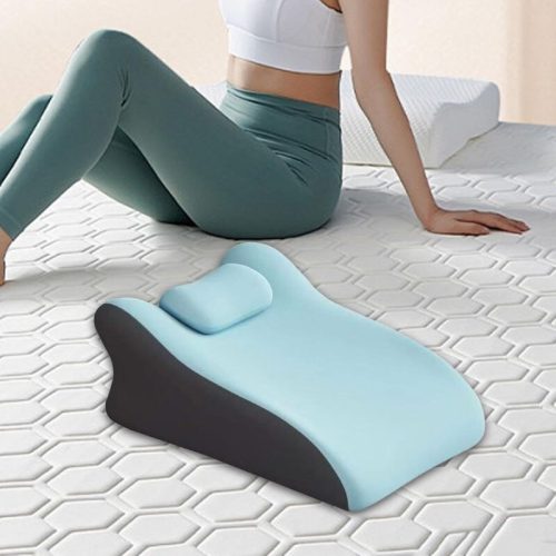 Pohodlný vankúš z pamäťovej peny Blux pre spanie na bruchu – 42 × 60 × 23 cm – svetlomodrý