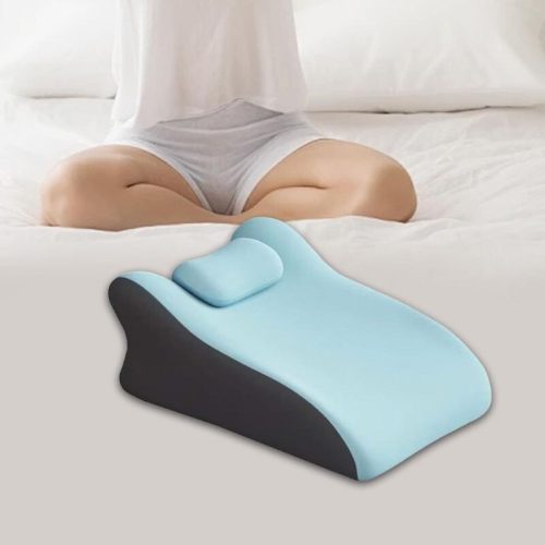 Pohodlný vankúš z pamäťovej peny Blux pre spanie na bruchu – 42 × 60 × 23 cm – svetlomodrý