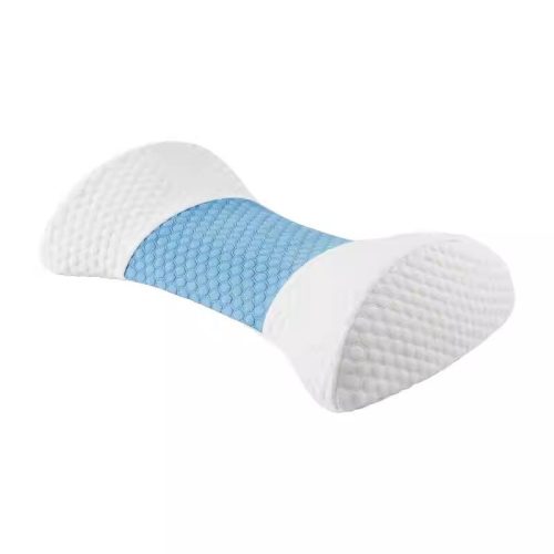 Nastaviteľný bedrový podporný vankúš Blux s pumpičkou – ortopedická pamäťová pena, svetlomodrá - biela