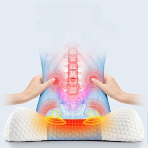 Nastaviteľný bedrový podporný vankúš Blux s pumpičkou – ortopedická pamäťová pena, svetlomodrá - biela