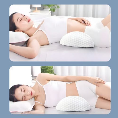 Nastaviteľný bedrový podporný vankúš Blux s pumpičkou – ortopedická pamäťová pena, svetlomodrá - biela