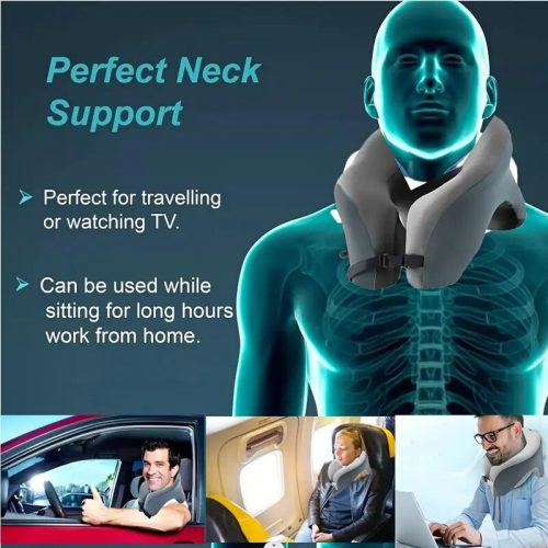 Cestovný vankúš na krk Blux Premium v tvare U – pohodlné spanie na cestách – čierno-modrý