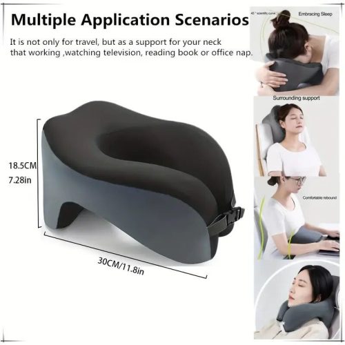 Cestovný vankúš na krk Blux Premium v tvare U – pohodlné spanie na cestách – čierno-modrý