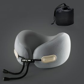   Cestovný vankúš na krk Blux z pamäťovej peny s puzdrom – 22 × 22 × 12 cm (± 1 cm) – sivý