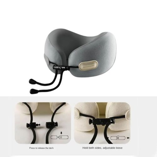 Cestovný vankúš na krk Blux z pamäťovej peny s puzdrom – 22 × 22 × 12 cm (± 1 cm) – sivý