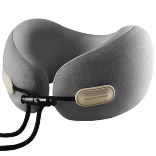 Cestovný vankúš na krk Blux z pamäťovej peny s puzdrom – 22 × 22 × 12 cm (± 1 cm) – sivý