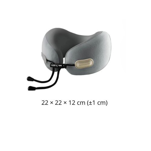 Cestovný vankúš na krk Blux z pamäťovej peny s puzdrom – 22 × 22 × 12 cm (± 1 cm) – sivý