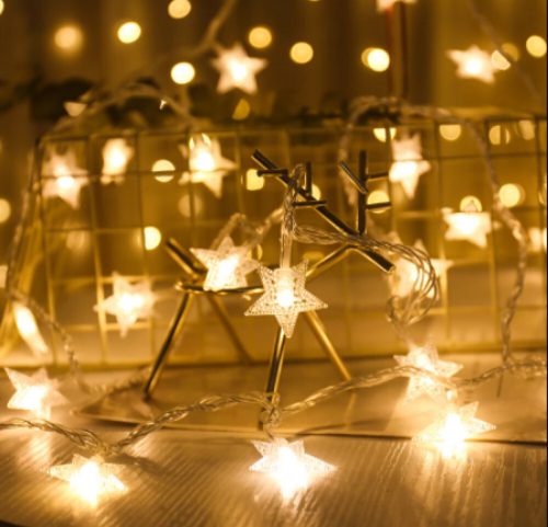 LED Hviezdne Svetlo na Vianočné Dekorácie, Hviezdicový Tvar, Krásne Fantastické Svetlo, 6 m (Teplá/Biela)