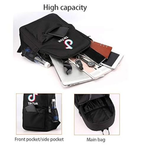 Čierny batoh so vzorom TikTok – trendy a praktický