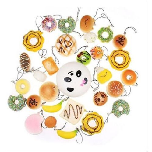 Sada 30 plyšových figúrok Squishy na odbúravanie stresu – dá sa pripevniť na kľúčenku alebo tašku