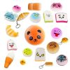 Sada 30 plyšových figúrok Squishy na odbúravanie stresu – dá sa pripevniť na kľúčenku alebo tašku