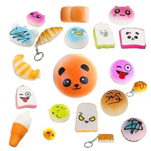Sada 30 plyšových figúrok Squishy na odbúravanie stresu – dá sa pripevniť na kľúčenku alebo tašku