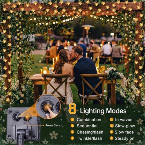 InnooTech LED reťazové svetlá s čerešňovým kvetom – 5 m, teplé biele svetlo