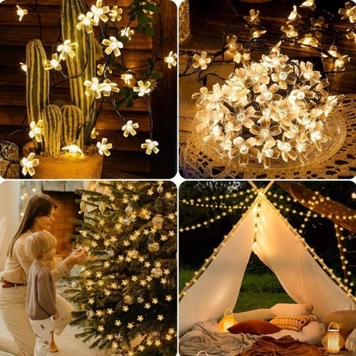 InnooTech LED reťazové svetlá s čerešňovým kvetom – 5 m, teplé biele svetlo