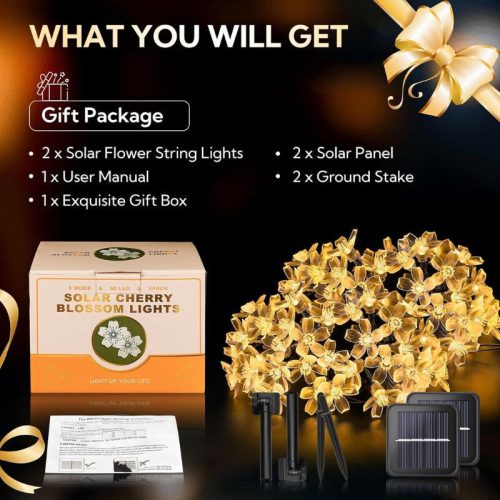 InnooTech LED reťazové svetlá s čerešňovým kvetom – 5 m, teplé biele svetlo