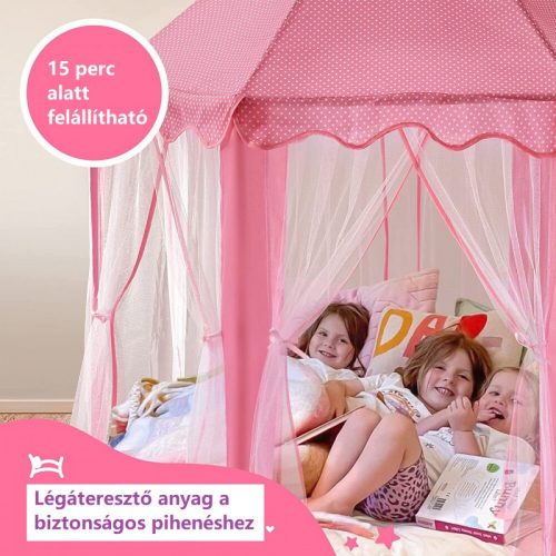 BDream Detský stan, stan na hranie do interiéru aj exteriéru, princezná ružová ‎140x135 cm