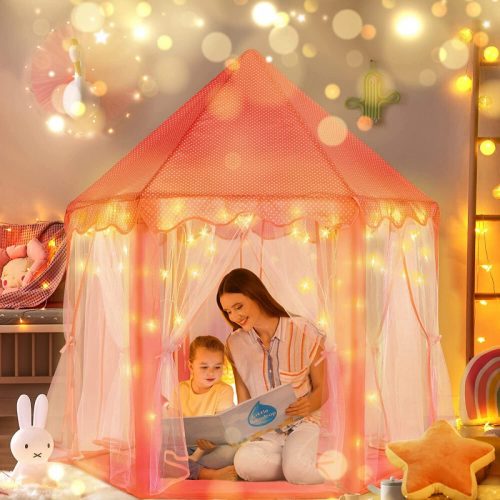 BDream Detský stan, stan na hranie do interiéru aj exteriéru, princezná ružová ‎140x135 cm