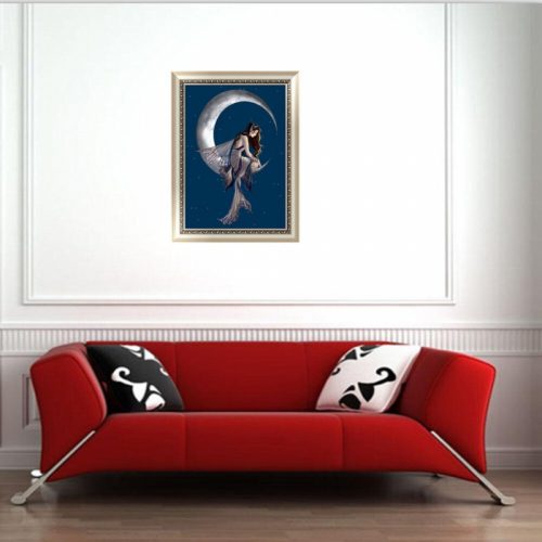 Sada na diamantovú maľbu so vzorom víly a mesiaca 30 x 40 cm