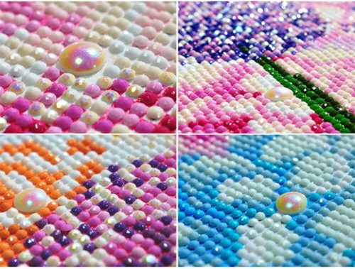 Sada na diamantovú maľbu s fialovým púpavovým vzorom 25x25 cm