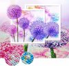 Sada na diamantovú maľbu s fialovým púpavovým vzorom 25x25 cm