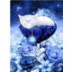 Diamantové maľovanie noci s kvetinovým a mačacím vzorom 35 x 25 cm