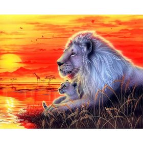 Sada na diamantovú maľbu s levím vzorom 30x40 cm