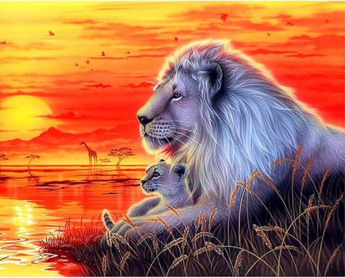 Sada na diamantovú maľbu s levím vzorom 30x40 cm