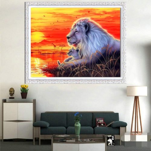 Sada na diamantovú maľbu s levím vzorom 30x40 cm