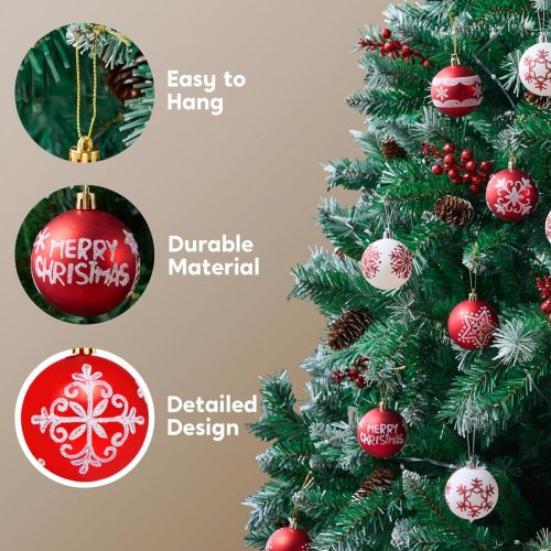 Vianočné ozdoby 16 ks – sada červeno-bielych guličiek