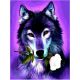Diamantová maľba s fialovým vlkom – 30×40 cm, kompletná sada puzzle