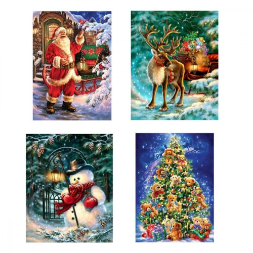 Sada na 5D diamantovú maľbu KRUCE – Zimné vzory, 4kusy