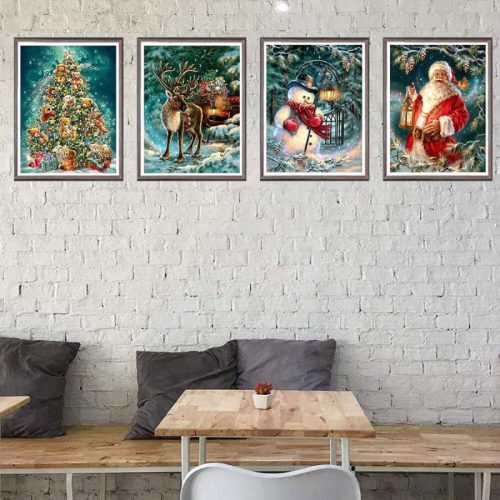 Sada na 5D diamantovú maľbu KRUCE – Zimné vzory, 4kusy