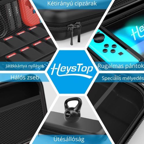 Ochranná sada HEYSTOP pre Nintendo Switch – čierna, nárazuvzdorné puzdro a príslušenstvo