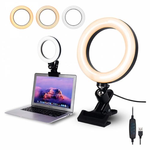 Elegantné biele selfie krúžkové svetlo s držiakom – nastaviteľný jas pre telefón