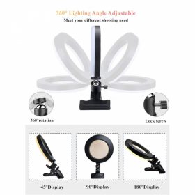   Elegantné biele selfie krúžkové svetlo s držiakom – nastaviteľný jas pre telefón