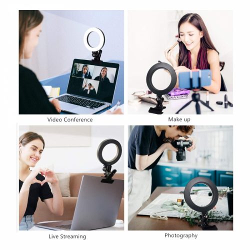 Elegantné biele selfie krúžkové svetlo s držiakom – nastaviteľný jas pre telefón
