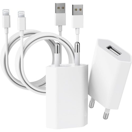 Nabíjačka pre iPhone – 【Certifikát Apple MFI】 5 W USB nabíjacie adaptéry a USB-Lightning nabíjací kábel (1 M) 2 balenia