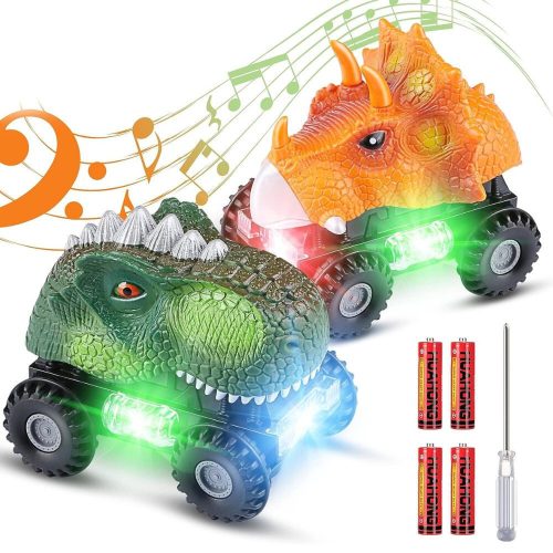 Tencoz autíčka s dinosaurami a LED svetlami – farebné