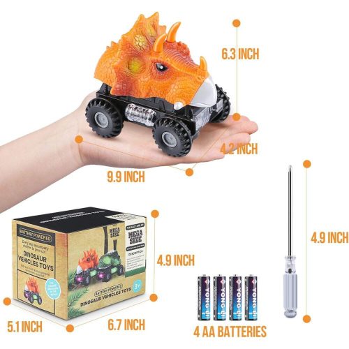 Tencoz autíčka s dinosaurami a LED svetlami – farebné