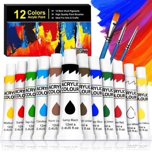 Sada akrylových farieb Gifort – 12-dielna sada farebných umeleckých farieb