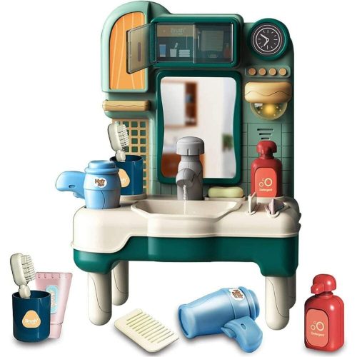 Kúpeľňové zrkadlo s umývadlom, batériou a príslušenstvom na potrubie (prehrávač osvetlenia a zvuku)