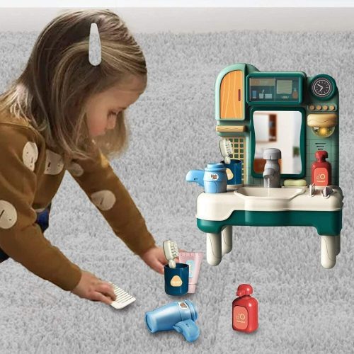 Kúpeľňové zrkadlo s umývadlom, batériou a príslušenstvom na potrubie (prehrávač osvetlenia a zvuku)