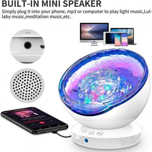Bezdrôtový projektor oceánskych vĺn – svetelný a zvukový projektor pre relaxáciu a spánok