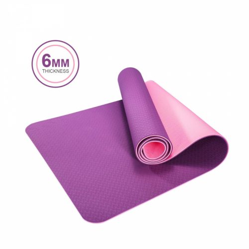 TPE ekologická podložka na jogu s taškou, hrúbka 6 mm (purpurová-ružová) 66x183 cm