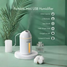 Prenosný mini zvlhčovač vzduchu Homasy, 320 ml (biely)