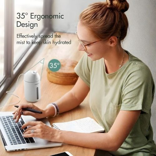 Prenosný mini zvlhčovač vzduchu Homasy, 320 ml (biely)