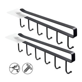   Závesný kuchynský háčik LikeSun bez vŕtania, držiak na hrnčeky 2 ks (čierny)