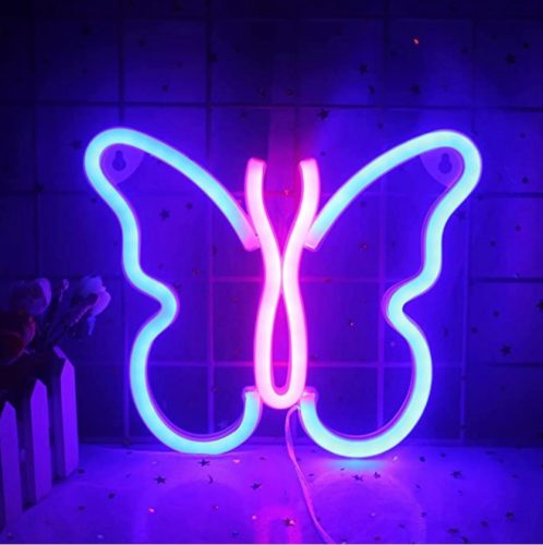 LED neónové osvetlenie v tvare motýľa Wanxing 23x19cm